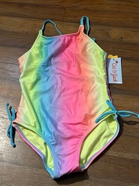 Cat & Jack Rainbow Ombre One-Piece Swimsuit - Pink, Blue, Yellow, Green